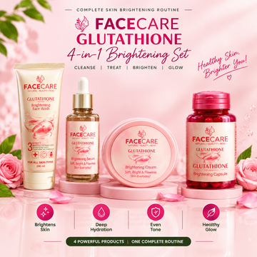 Facecare Glutathione 4-in-1 Brightening Set – Face Wash, Serum, Cream & Capsules