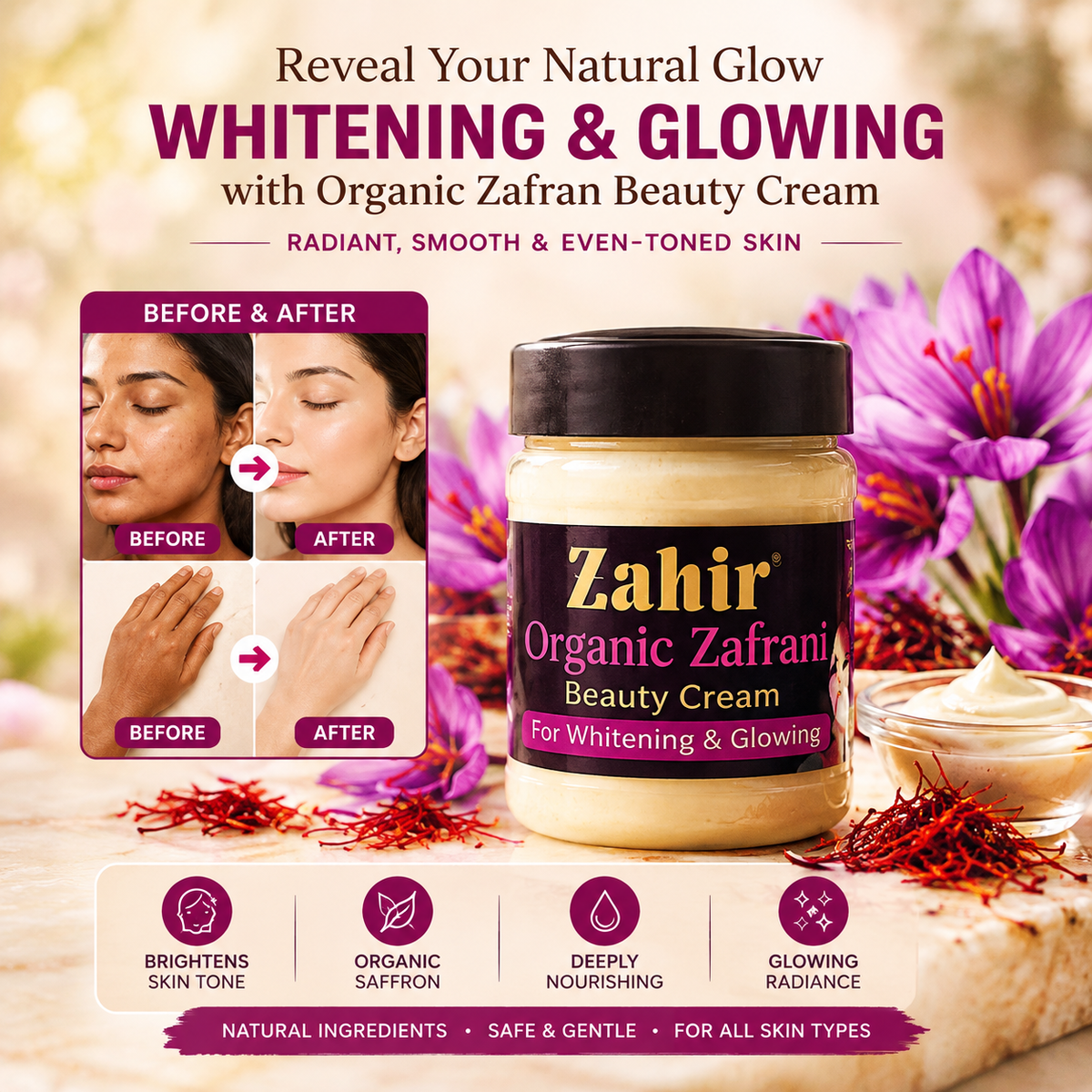 Zahir Organic Zafrani Beauty Cream – Saffron-Inspired Nourishing & Glow Care