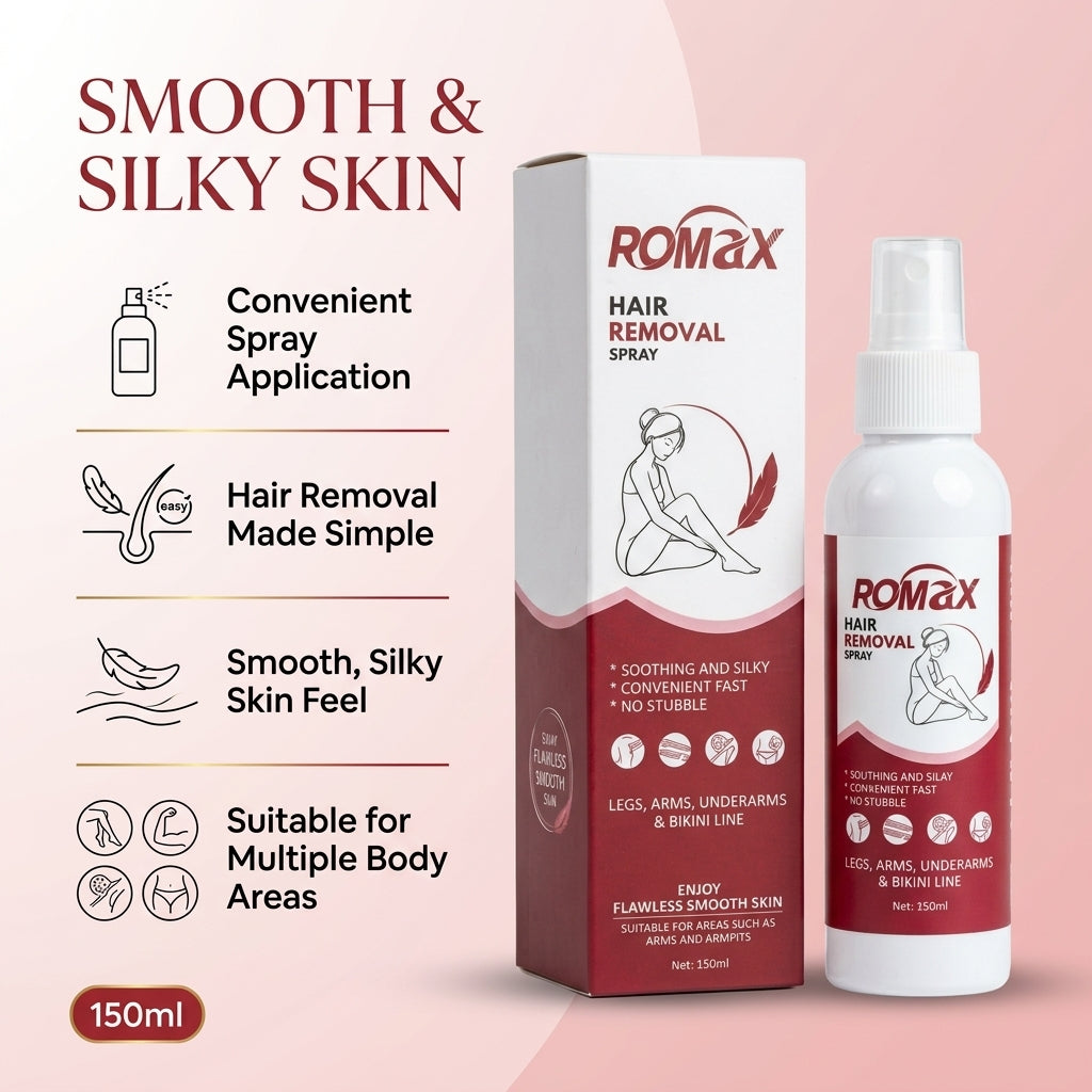 Romax Hair Removal Spray – Painless Hair Removal for Smooth & Silky Skin (150ml)