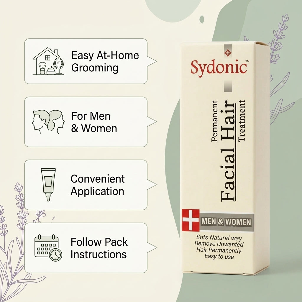 Sydonic Permanent Facial Hair Removal Cream – Easy Hair Removal for Men & Women