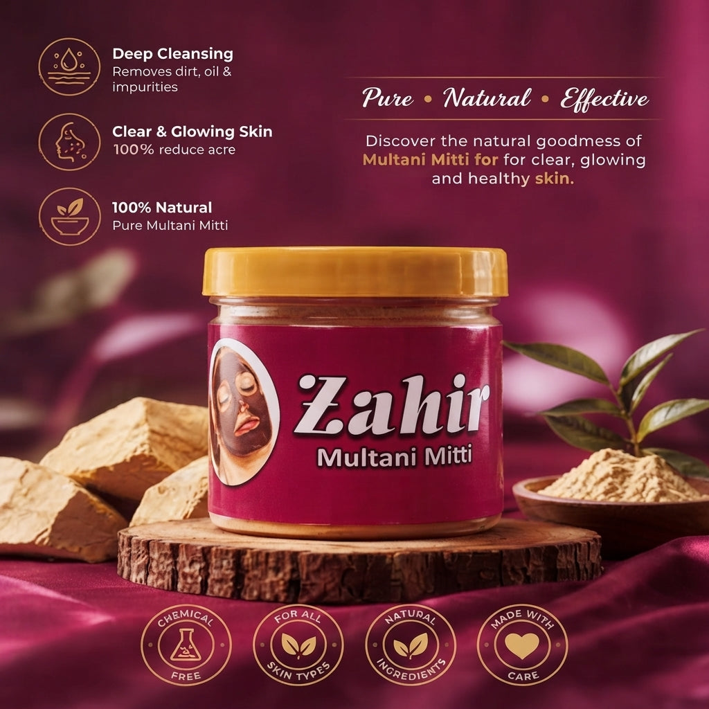 Zahir Multani Mitti – Natural Clay Face Mask for Deep Cleansing & Glowing Skin