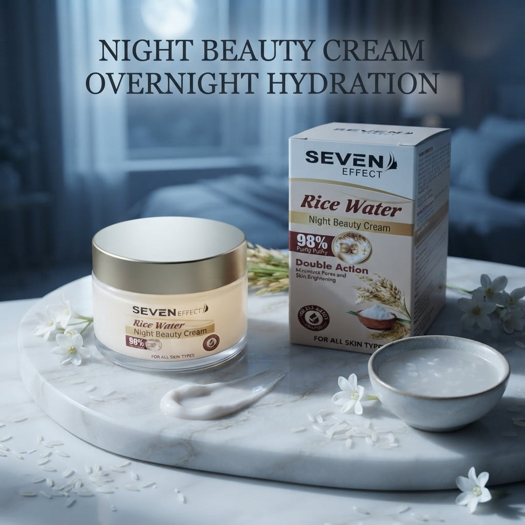 Seven Effect Rice Water Night Beauty Cream – Overnight Hydration & Radiant Glow