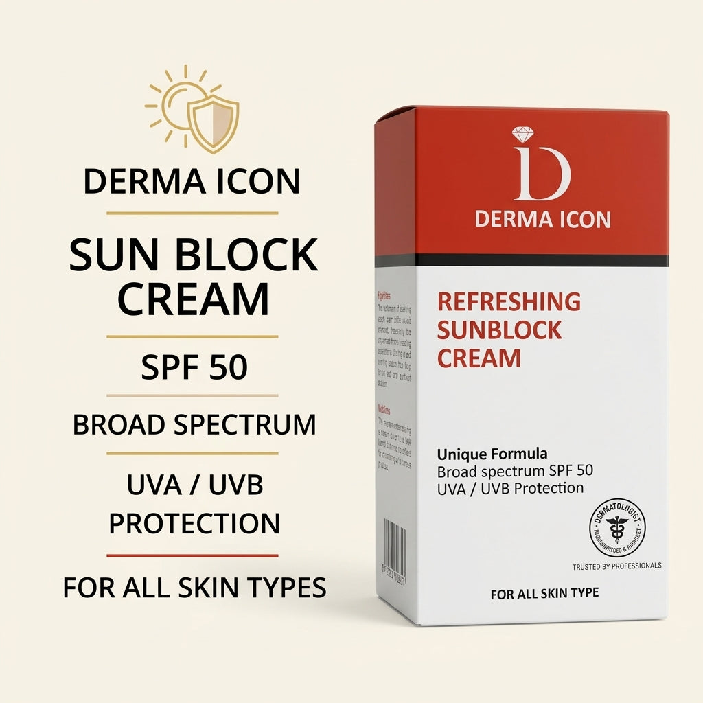 Derma Icon Sun Block Cream SPF 50 – Broad Spectrum UVA/UVB Protection