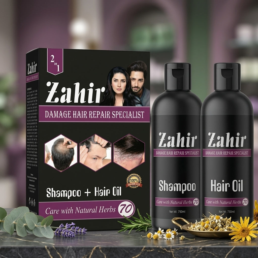 Zahir Cosmetics 2-in-1 Hair Repair Kit – Shampoo + Hair Oil | Damage Hair Care