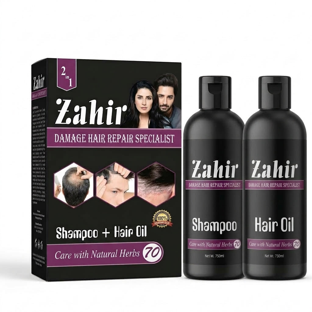 Zahir Cosmetics 2-in-1 Hair Repair Kit – Shampoo + Hair Oil | Damage Hair Care