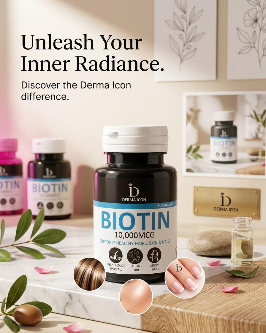 Derma Icon Biotin 10,000 mcg Capsules – 30 Capsule
